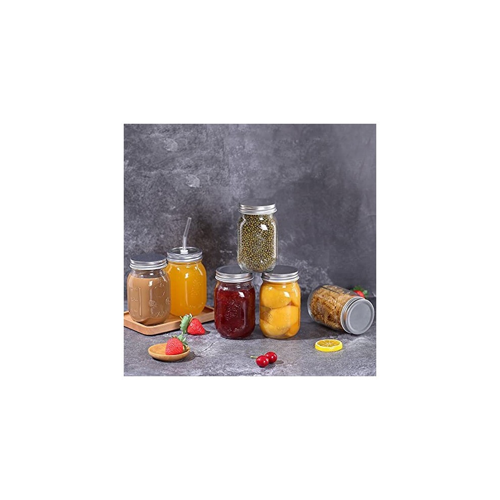 Glass Mason Jars with Lids,Food Storage Jars 16 Oz for Homemade Food Preserving Jam,Honey Yogurt,Pickle and Beans Canning Jars with 18pcs Spare L thumbnail