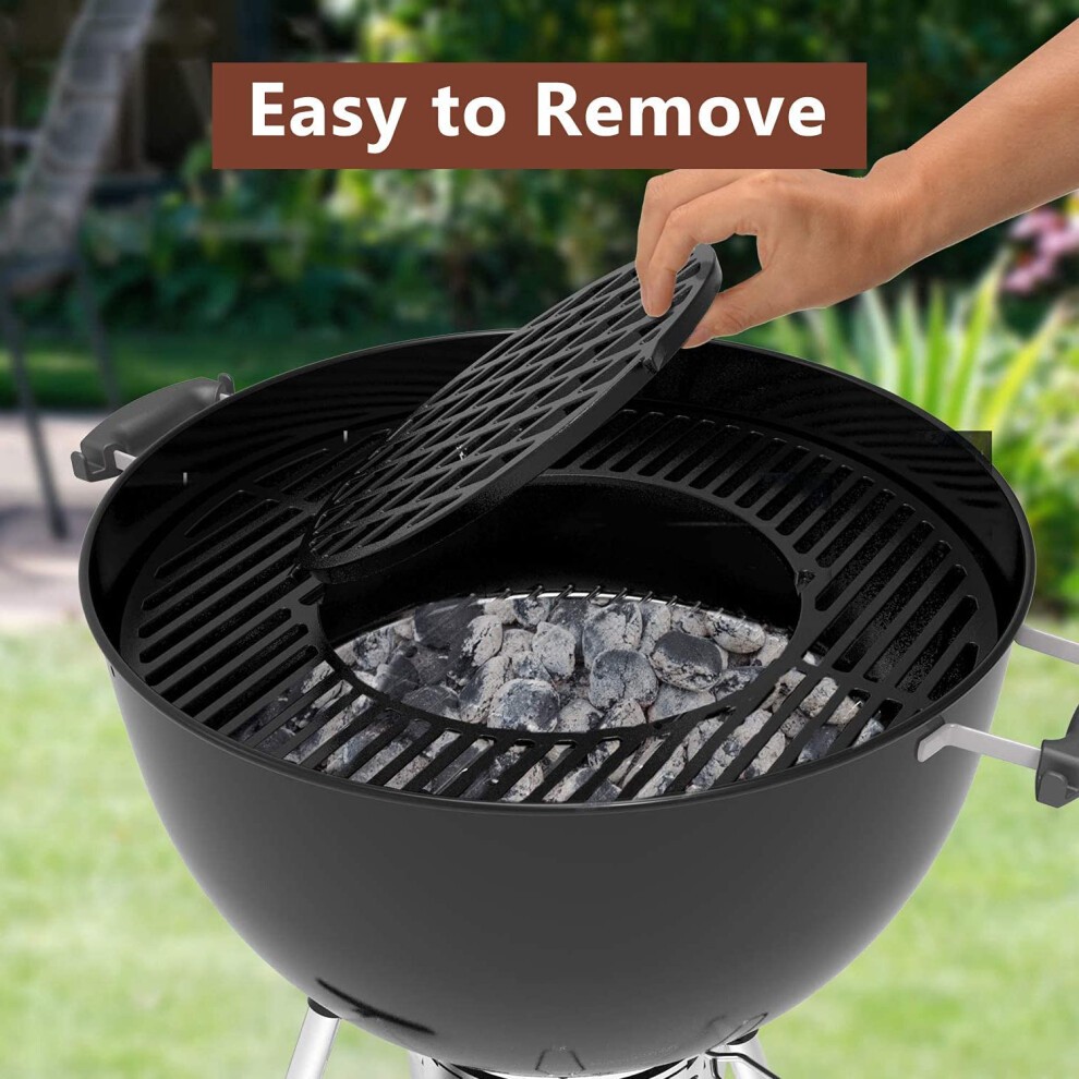 GFTIME 8835 54.3cm Cast Iron Cooking Grate for Weber 57cm Charcoal Grills Gourmet BBQ System Cooking Grate for One-Touch Performer Bar-B-Kettle and thumbnail
