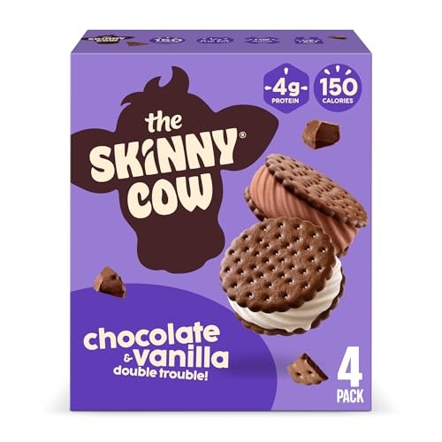 Skinny Cow Chocolate and Vanilla Double Trouble! Light Ice Cream Sandwiches, 4 Count