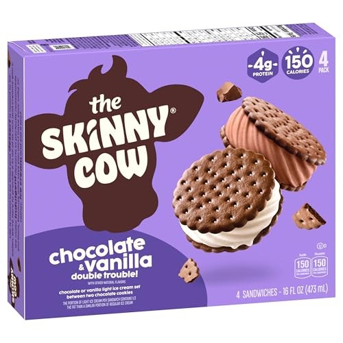 Skinny Cow Chocolate and Vanilla Double Trouble! Light Ice Cream Sandwiches, 4 Count thumbnail