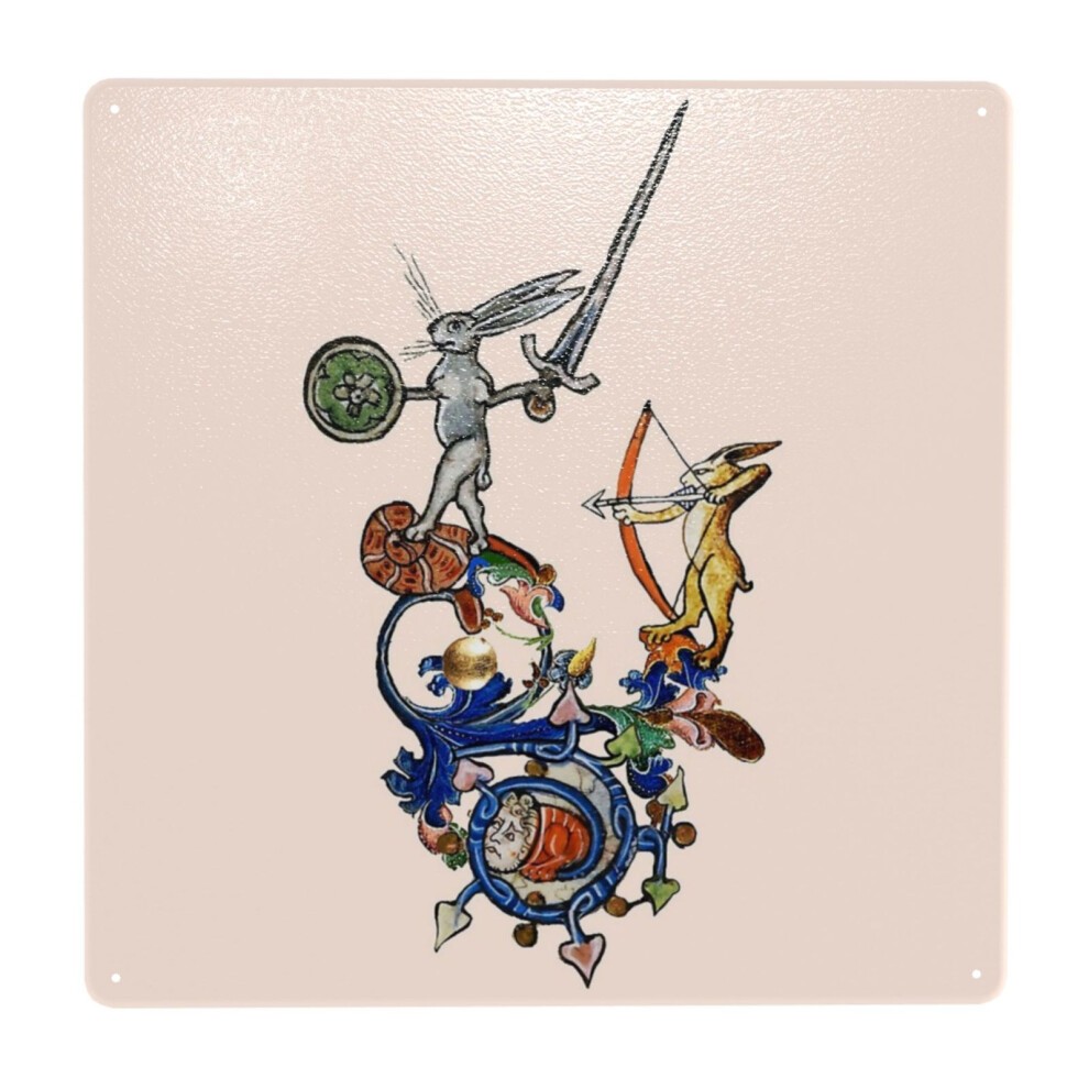 (WEIRD MEDIEVAL BESTIARY Killer Rabbits with Sword and Bow=9598) Metal Tin Sign 12x12