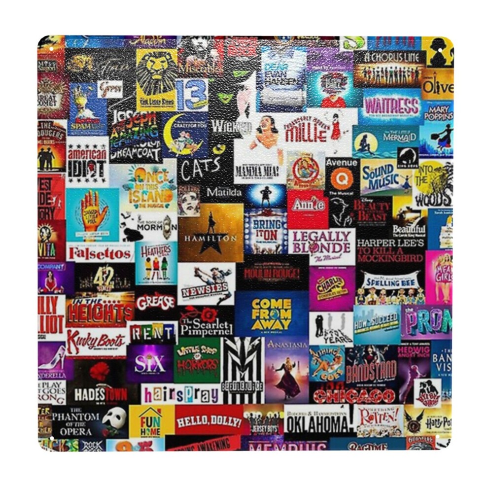 (Broadway Show Logo Collage=9980) Metal Tin Sign 12x12
