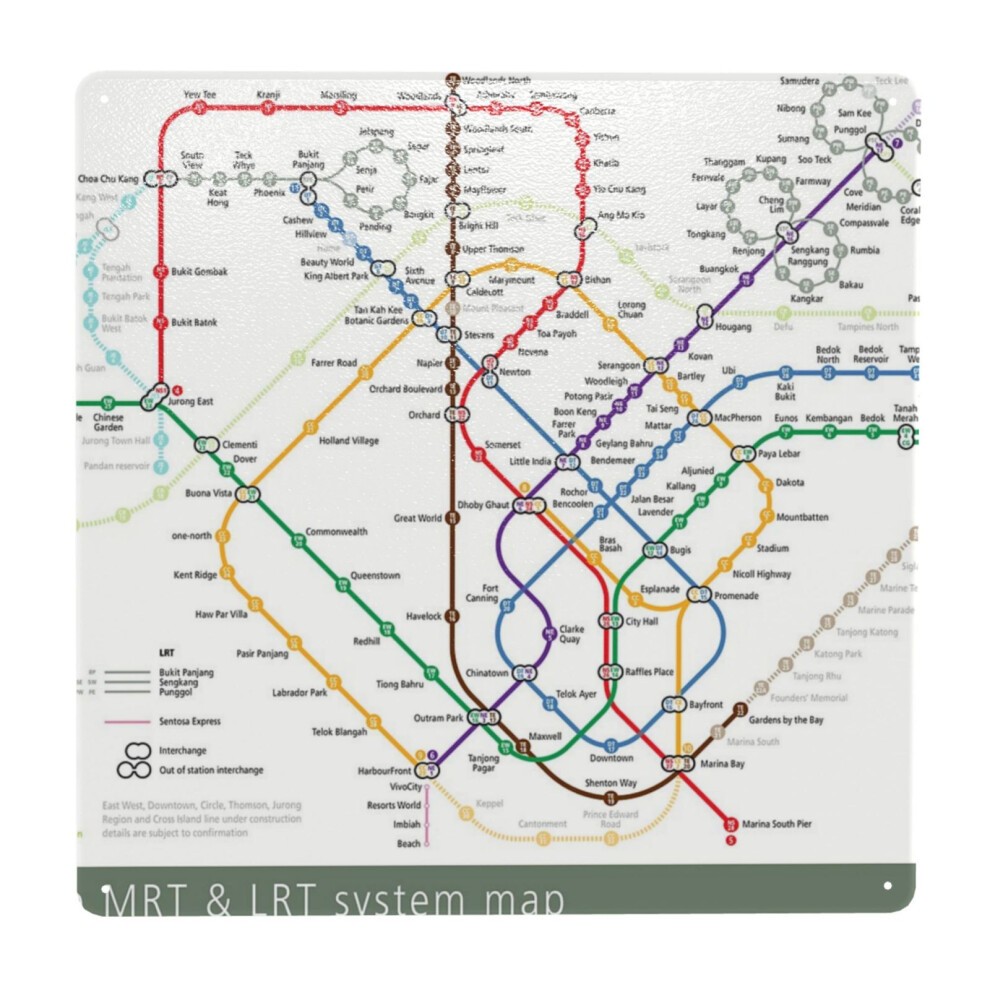 (Singapore Metro MRT LRT Map=4962) Metal Tin Sign 12x12