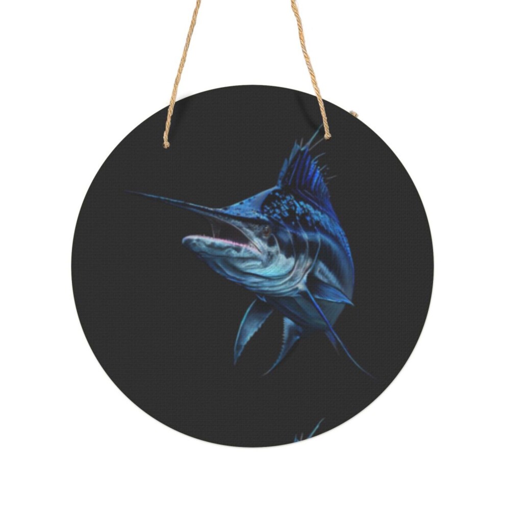 (Marlin - Fish=6317) Round Metal Sign Aluminum 11.5 Print Sign Wall Art Decor Plaque for Home Bar Cafe Pub Xmas Decoration