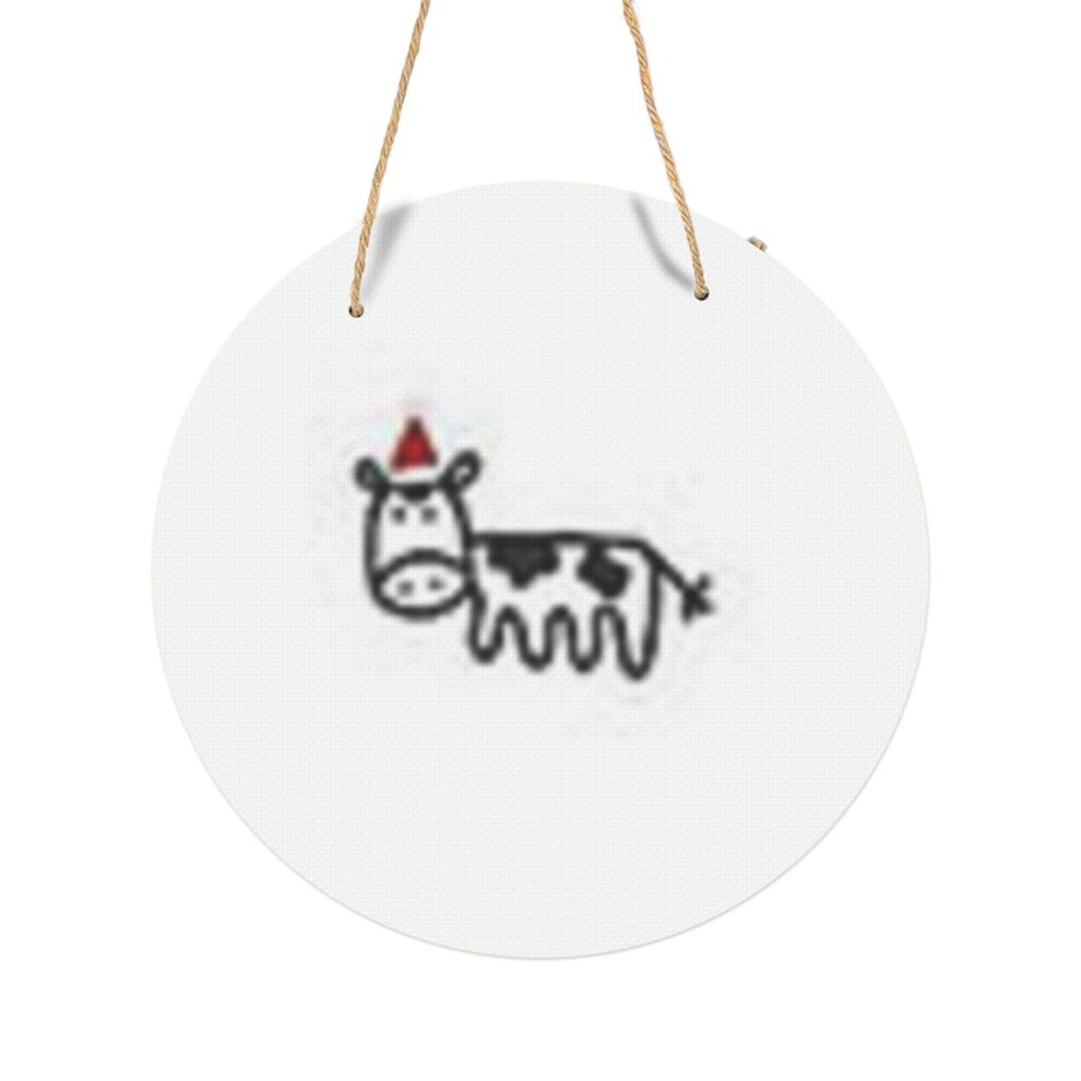 (Mini Cow (Santa)=4579) Round Metal Sign Aluminum 11.5 Print Sign Wall Art Decor Plaque for Home Bar Cafe Pub Xmas Decoration