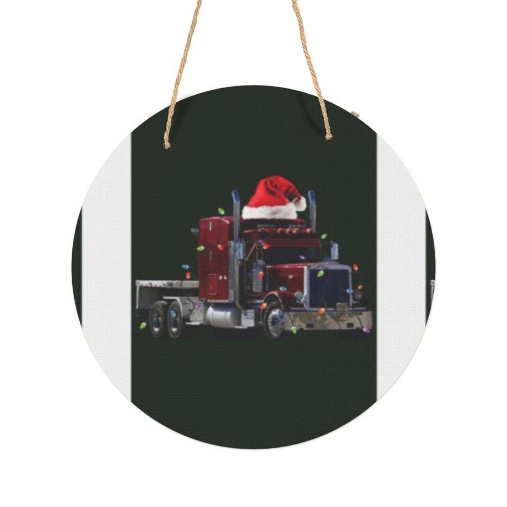 (Funny Christmas Truck Driver Gift - Happy Holiday Gift - Neon Christmas Lights - Trucker=4962) Round Metal Sign Aluminum 11.5 Print Sign Wall Art Dec