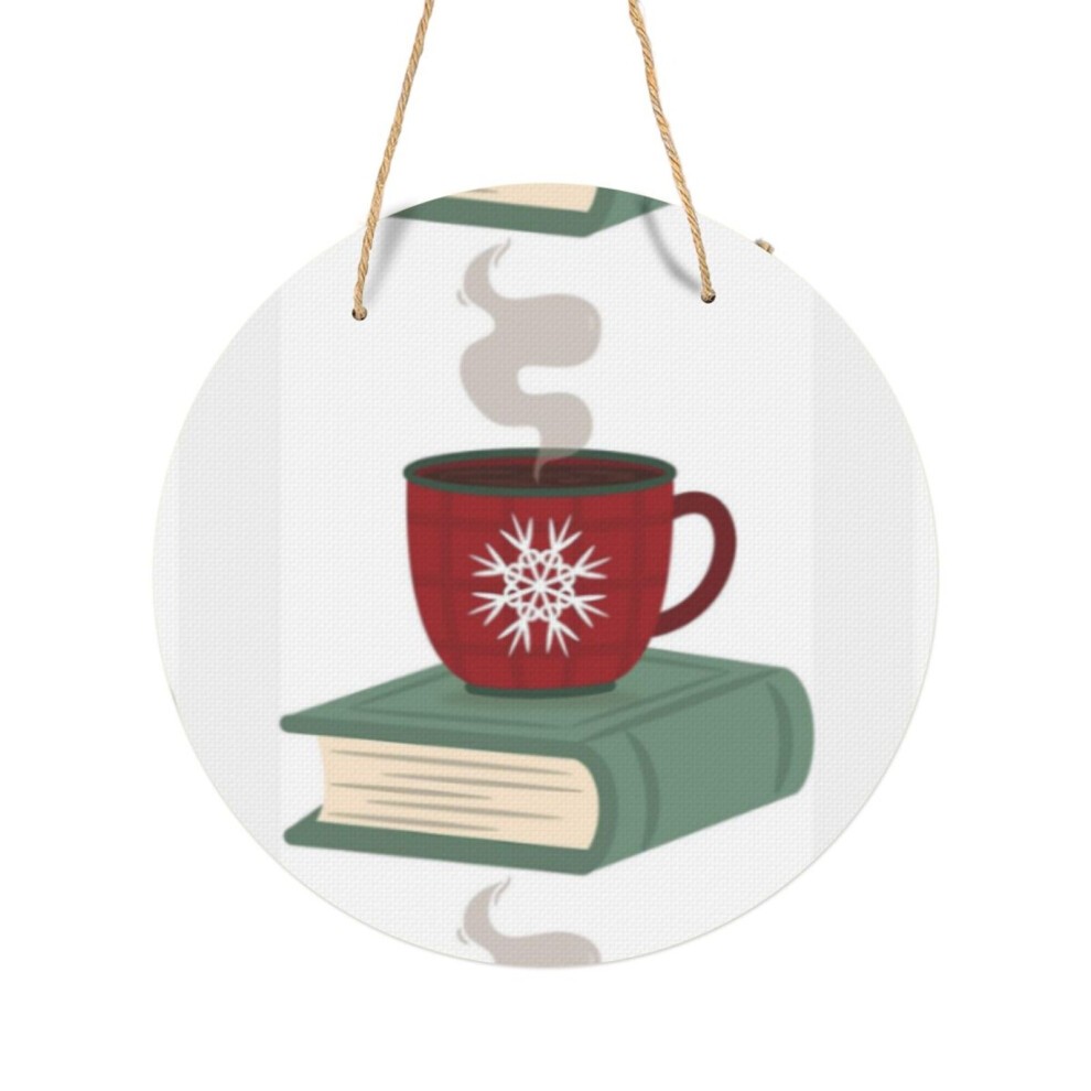 (Book and Hot Cocoa=7950) Round Metal Sign Aluminum 11.5 Print Sign Wall Art Decor Plaque for Home Bar Cafe Pub Xmas Decoration
