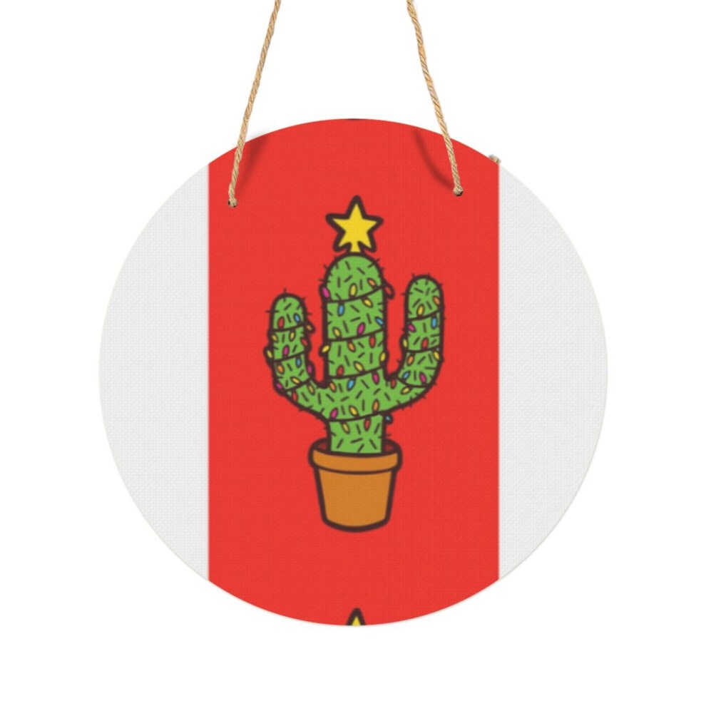 (Cactus Christmas Tree in Red=9598) Round Metal Sign Aluminum 11.5 Print Sign Wall Art Decor Plaque for Home Bar Cafe Pub Xmas Decoration