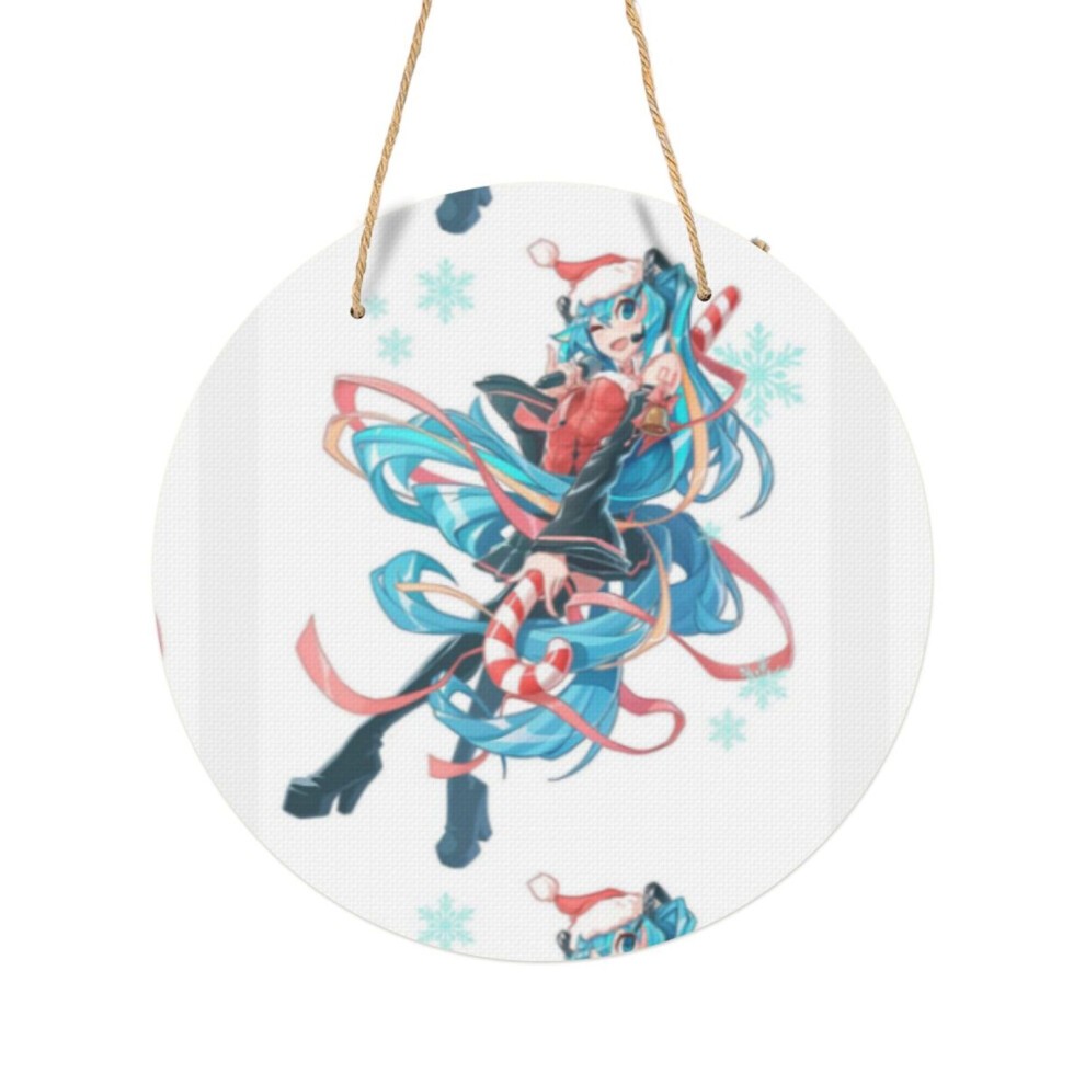 (Christmassune Miku with a Huge Lollipop=5075) Round Metal Sign Aluminum 11.5 Print Sign Wall Art Decor Plaque for Home Bar Cafe Pub Xmas Decoration