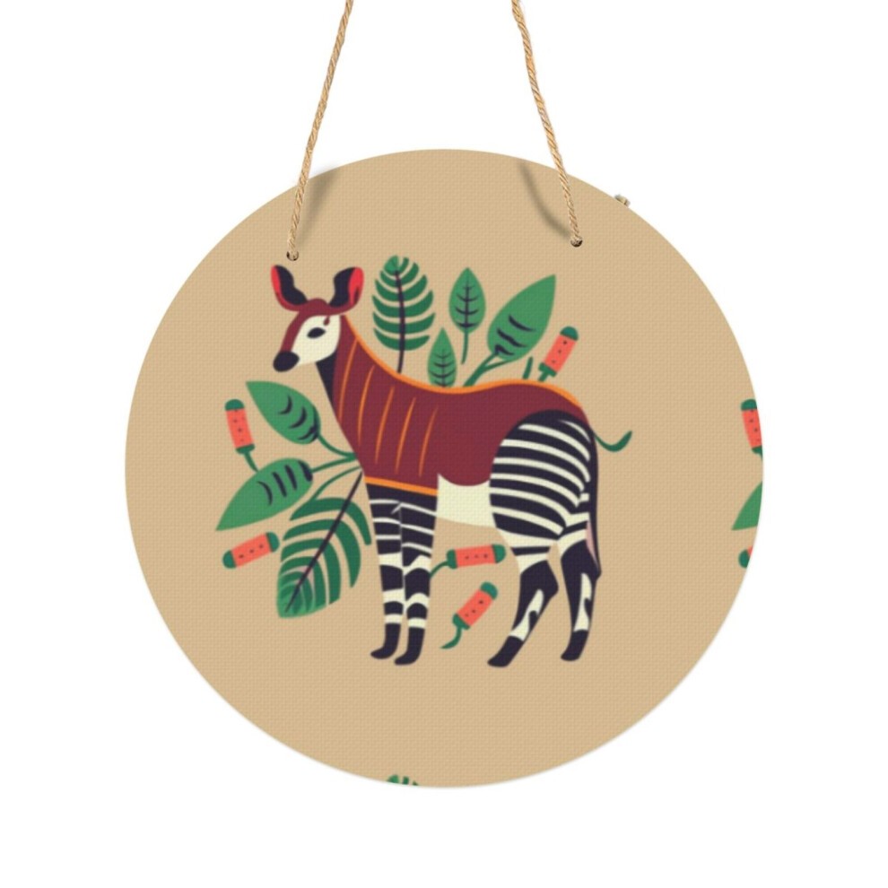 (for Okapi or Zebra Giraffe Lover=3443) Round Metal Sign Aluminum 11.5 Print Sign Wall Art Decor Plaque for Home Bar Cafe Pub Xmas Decoration