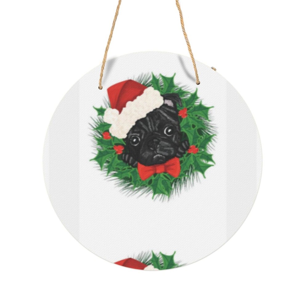 (Cute Pug Christmas Shirt and Mug=9657) Round Metal Sign Aluminum 11.5 Print Sign Wall Art Decor Plaque for Home Bar Cafe Pub Xmas Decoration