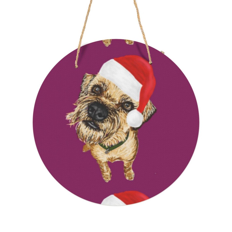 (Christmas Border Terrier=9764) Round Metal Sign Aluminum 11.5 Print Sign Wall Art Decor Plaque for Home Bar Cafe Pub Xmas Decoration