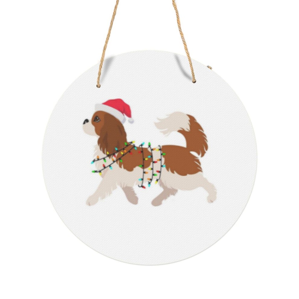 (Cavalier King Charles Spaniel Blenheim Christmas=3439) Round Metal Sign Aluminum 11.5 Print Sign Wall Art Decor Plaque for Home Bar Cafe Pub Xmas Dec