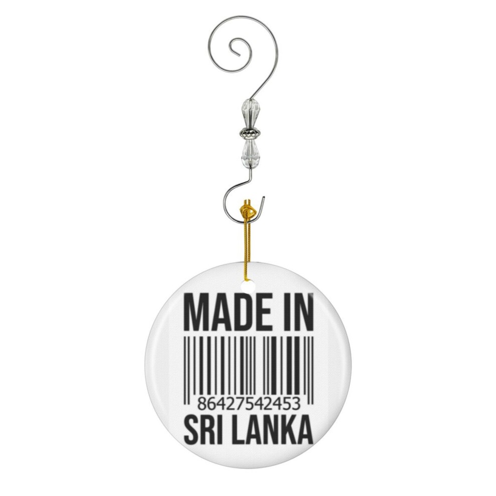(Made in Sri Lanka-6229) Christmas Ornaments Ceramic Charm with Hook Crystal Handmade Xmas Tree Decorations KeepsakeÂStocking Stuffer