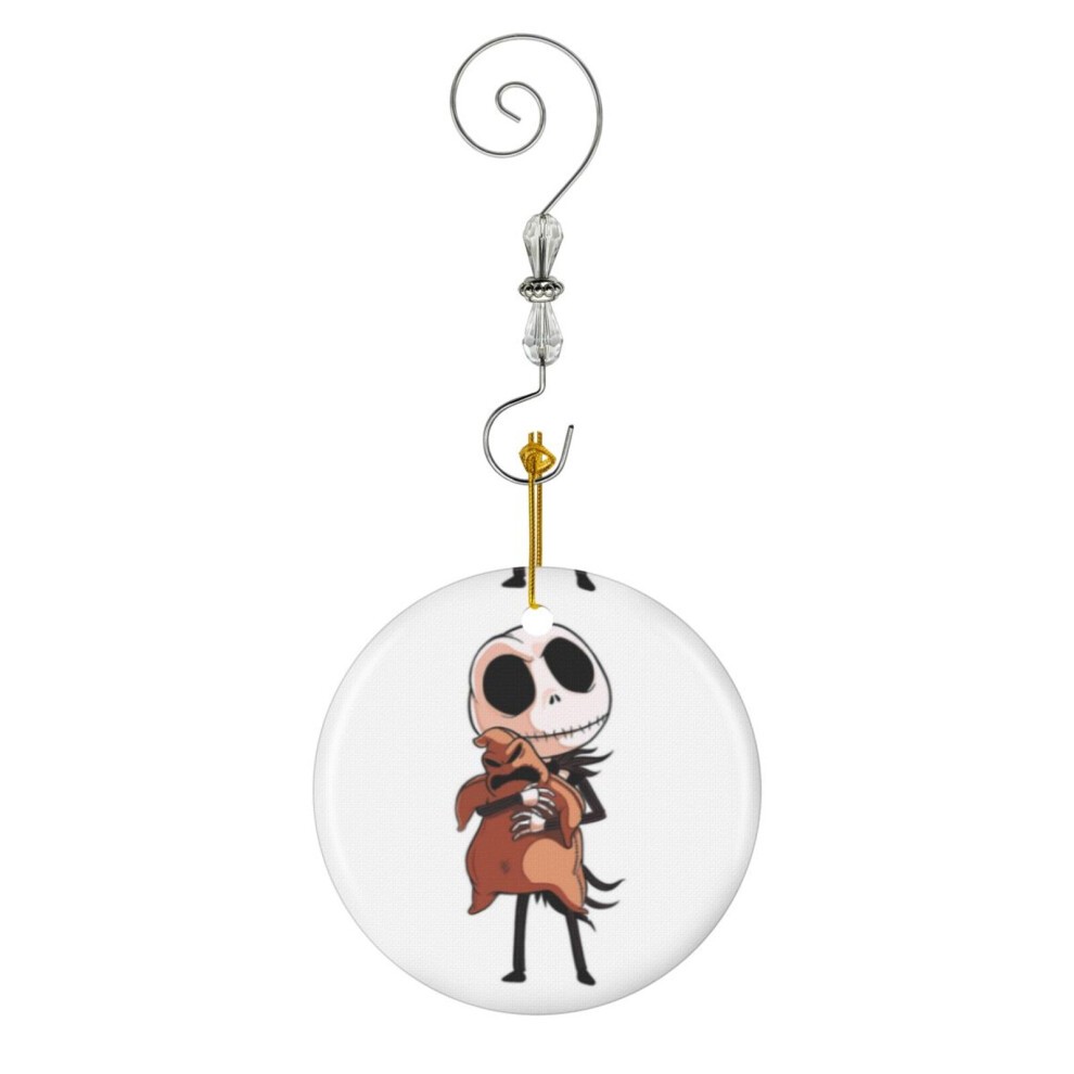 (Jack Skeleton-5330) Christmas Ornaments Ceramic Charm with Hook Crystal Handmade Xmas Tree Decorations KeepsakeÂStocking Stuffer