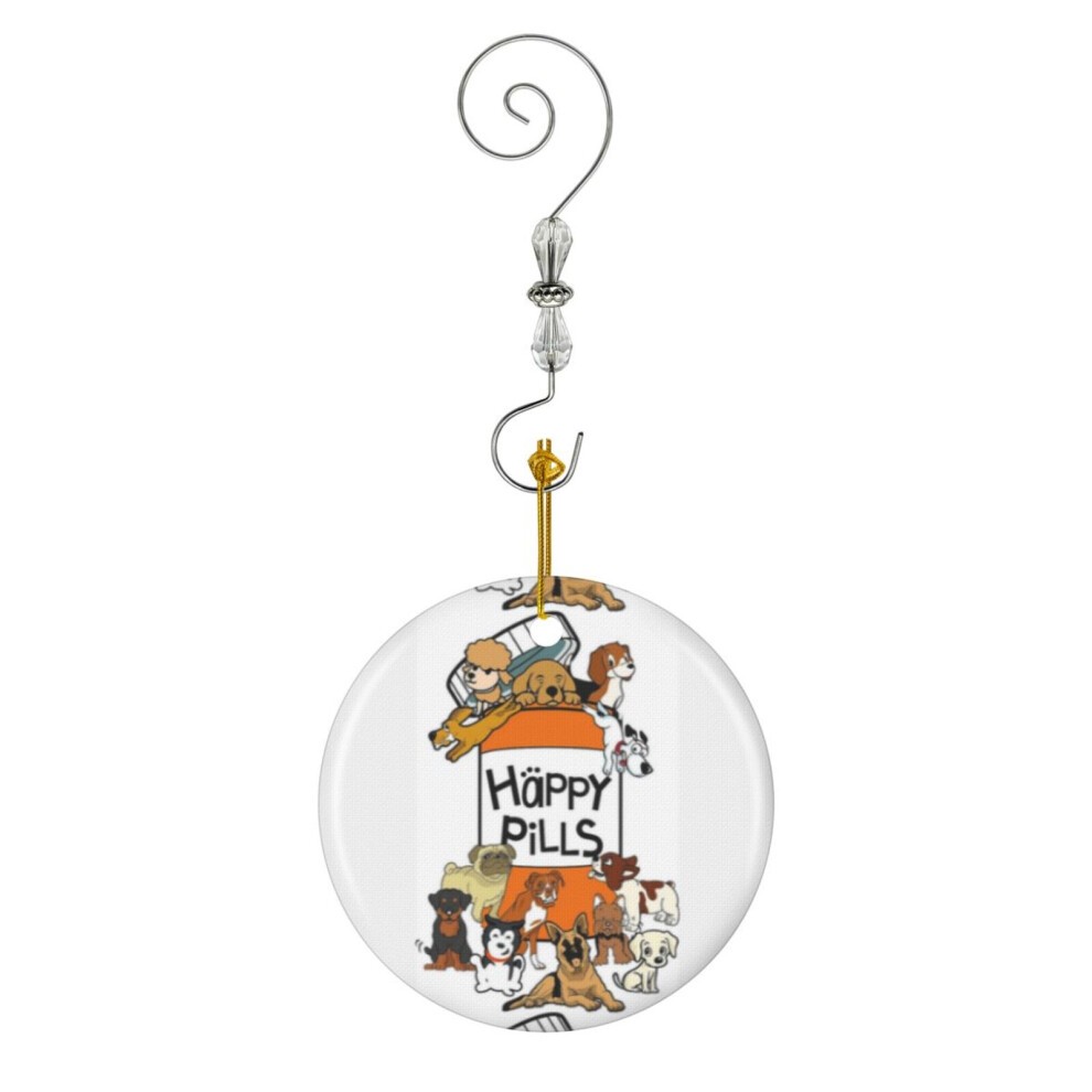 (Happy Pills Dog Mens Ladies Unisex Tanktop Sweater iPhone Tablet Case Gift-9318) Christmas Ornaments Ceramic Charm with Hook Crystal Handmade Xmas Tr