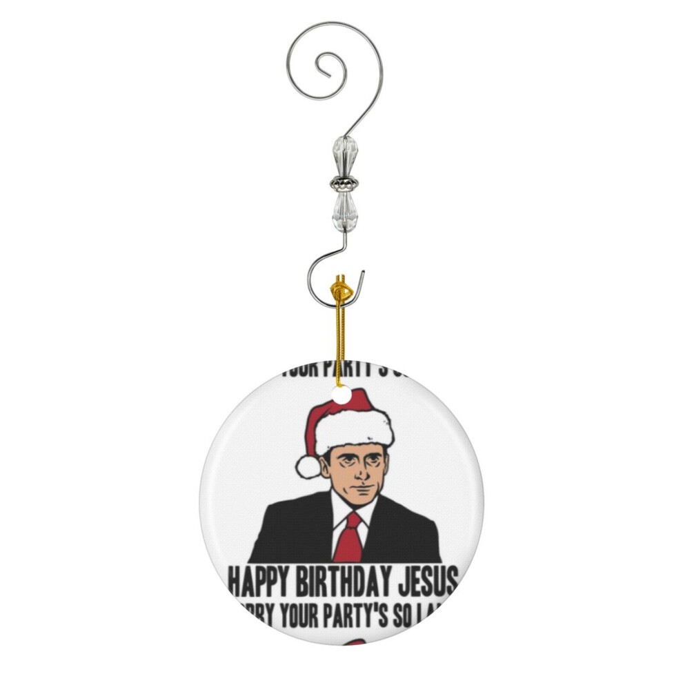 (Happy Birthday Jesus Sorry Your Party's So Lame-5797) Christmas Ornaments Ceramic Charm with Hook Crystal Handmade Xmas Tree Decorations KeepsakeÂSt