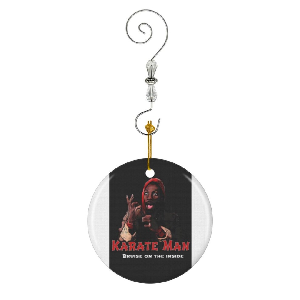 (Karate Man-7263) Christmas Ornaments Ceramic Charm with Hook Crystal Handmade Xmas Tree Decorations KeepsakeÂStocking Stuffer
