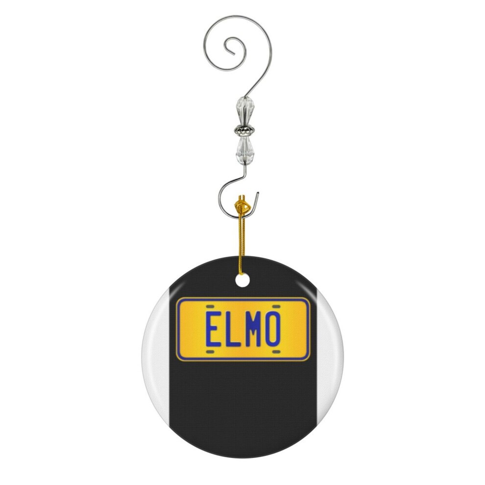 (Elmo Name Custom Number Plate Design - Gift for Elmo-5499) Christmas Ornaments Ceramic Charm with Hook Crystal Handmade Xmas Tree Decorations Keepsak