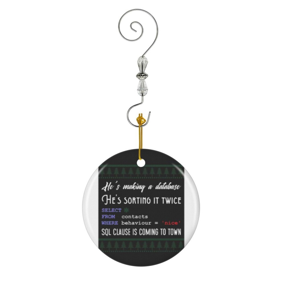 (Funny SQL Programmer Database Christmas Admin DBA-9980) Christmas Ornaments Ceramic Charm with Hook Crystal Handmade Xmas Tree Decorations KeepsakeÂ
