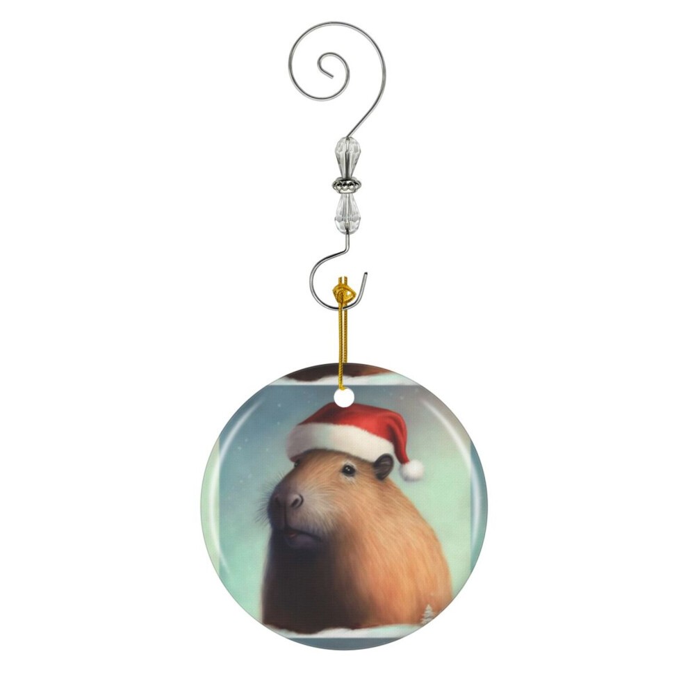 (Christmasybara in the Snow-10277) Christmas Ornaments Ceramic Charm with Hook Crystal Handmade Xmas Tree Decorations KeepsakeÂStocking Stuffer