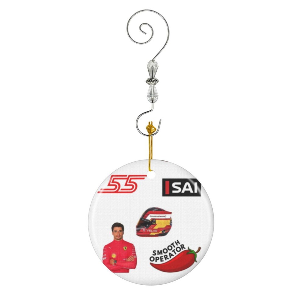 (Carlos Sainz Sticker Pack - Smooth Operator-6755) Christmas Ornaments Ceramic Charm with Hook Crystal Handmade Xmas Tree Decorations KeepsakeÂStocki