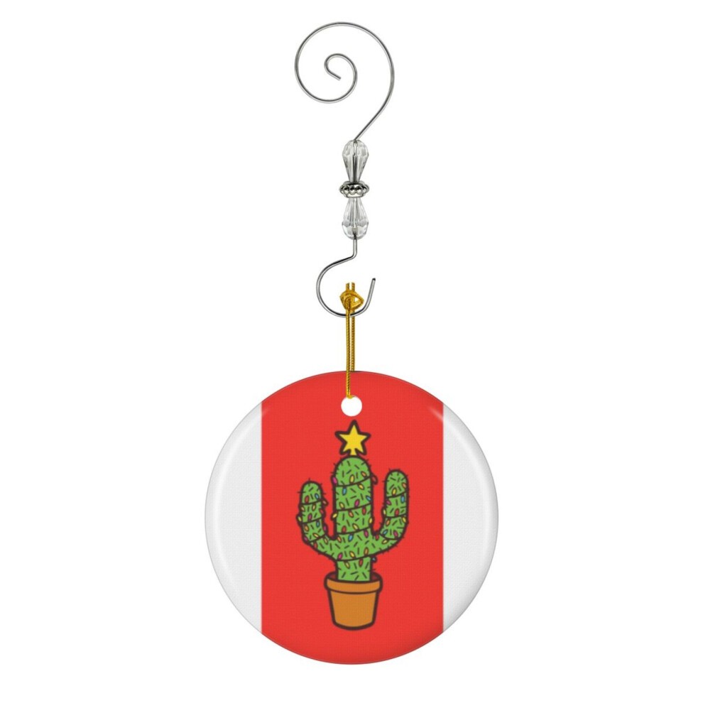 (Cactus Christmas Tree in Red-9598) Christmas Ornaments Ceramic Charm with Hook Crystal Handmade Xmas Tree Decorations KeepsakeÂStocking Stuffer