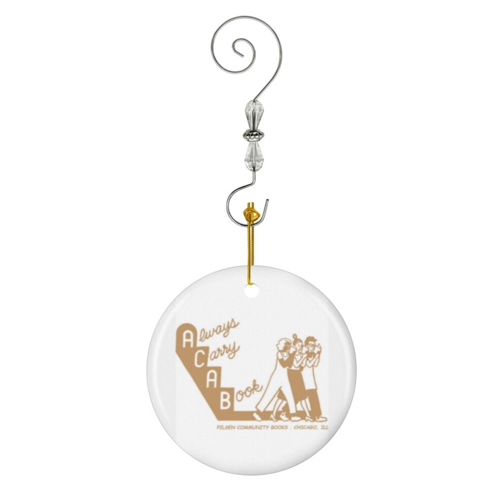 (Always, Carry a Book, Pilsen-5588) Christmas Ornaments Ceramic Charm with Hook Crystal Handmade Xmas Tree Decorations KeepsakeÂStocking Stuffer