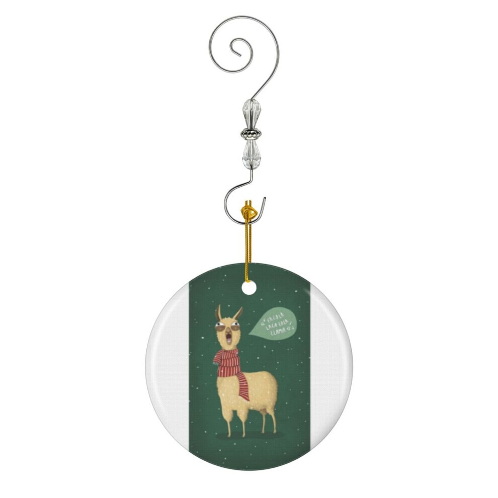 (Christmas Holiday Llama-9585) Christmas Ornaments Ceramic Charm with Hook Crystal Handmade Xmas Tree Decorations KeepsakeÂStocking Stuffer