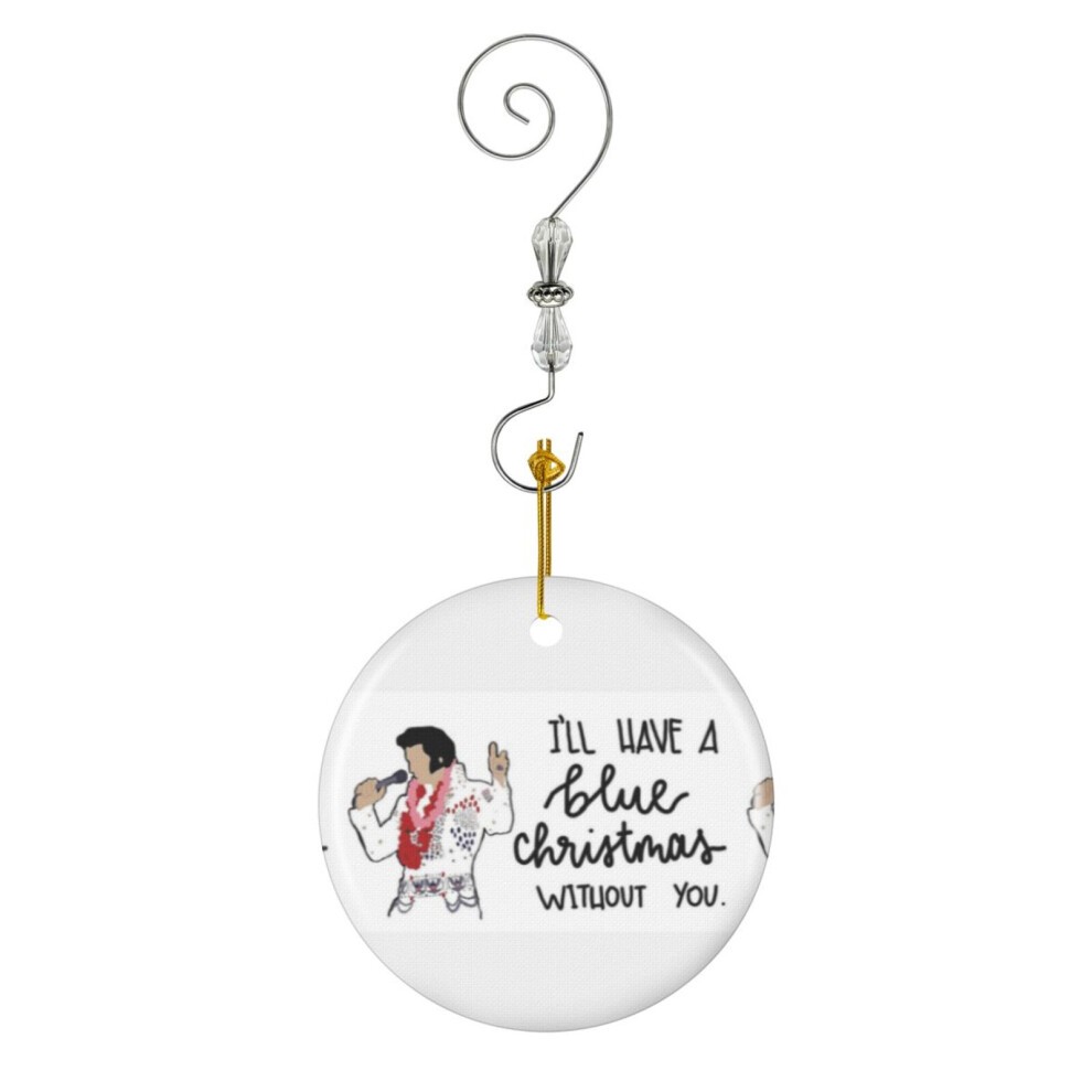(Blue Christmas-4722) Christmas Ornaments Ceramic Charm with Hook Crystal Handmade Xmas Tree Decorations KeepsakeÂStocking Stuffer