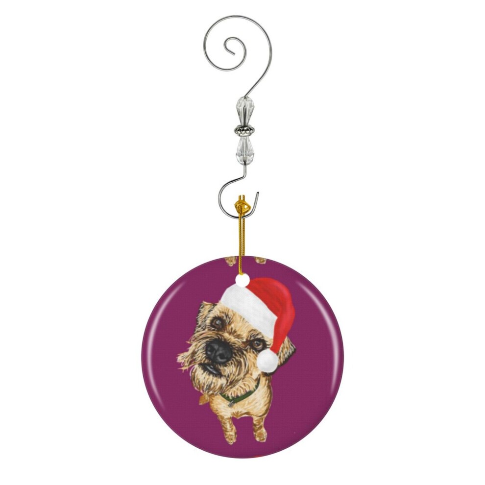 (Christmas Border Terrier-9764) Christmas Ornaments Ceramic Charm with Hook Crystal Handmade Xmas Tree Decorations KeepsakeÂStocking Stuffer