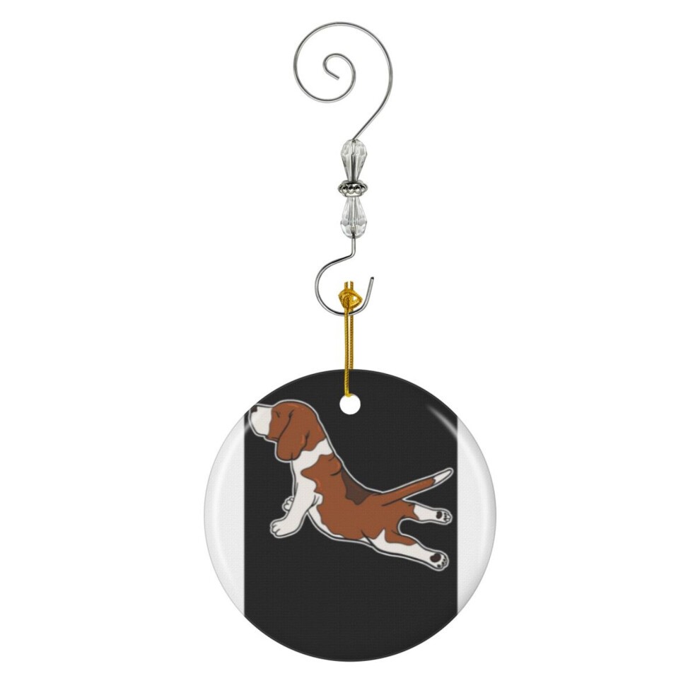(Beagle Dog Funny Yoga Pose Gift-7681) Christmas Ornaments Ceramic Charm with Hook Crystal Handmade Xmas Tree Decorations KeepsakeÂStocking Stuffer