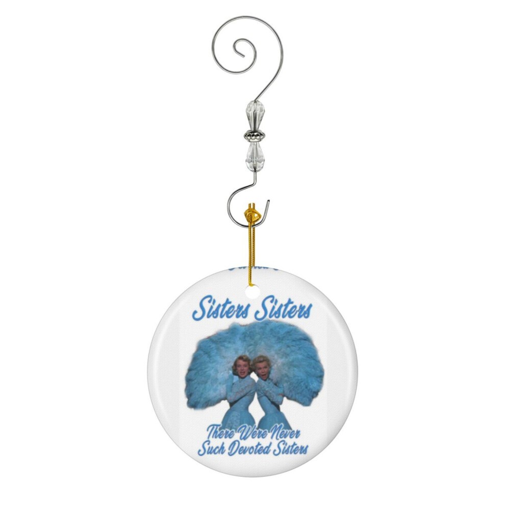 (the Two Sisters - There Were Never Such Devoted Sisters-5325) Christmas Ornaments Ceramic Charm with Hook Crystal Handmade Xmas Tree Decorations Keep