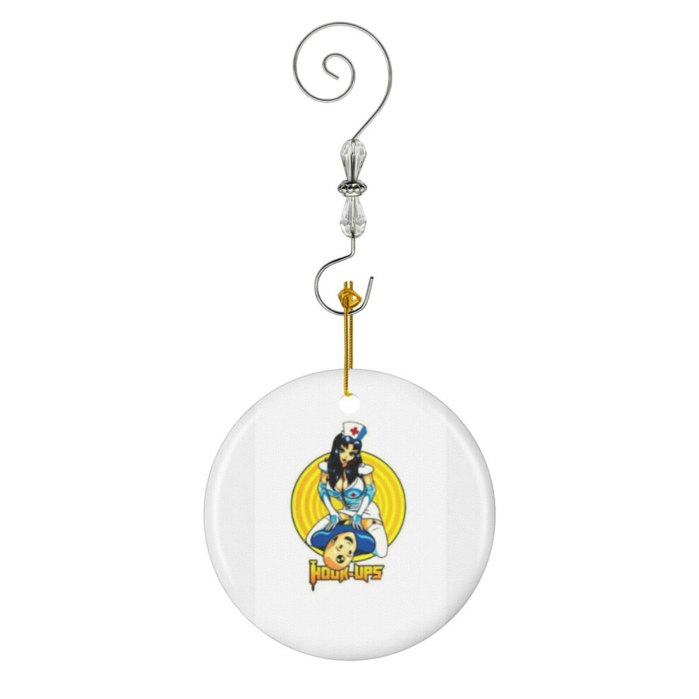 (the HOOKUPS NURSE TEST DUMMY SKATEBOARD SHIRT and STICKER-2313) Christmas Ornaments Ceramic Charm with Hook Crystal Handmade Xmas Tree Decorations Ke