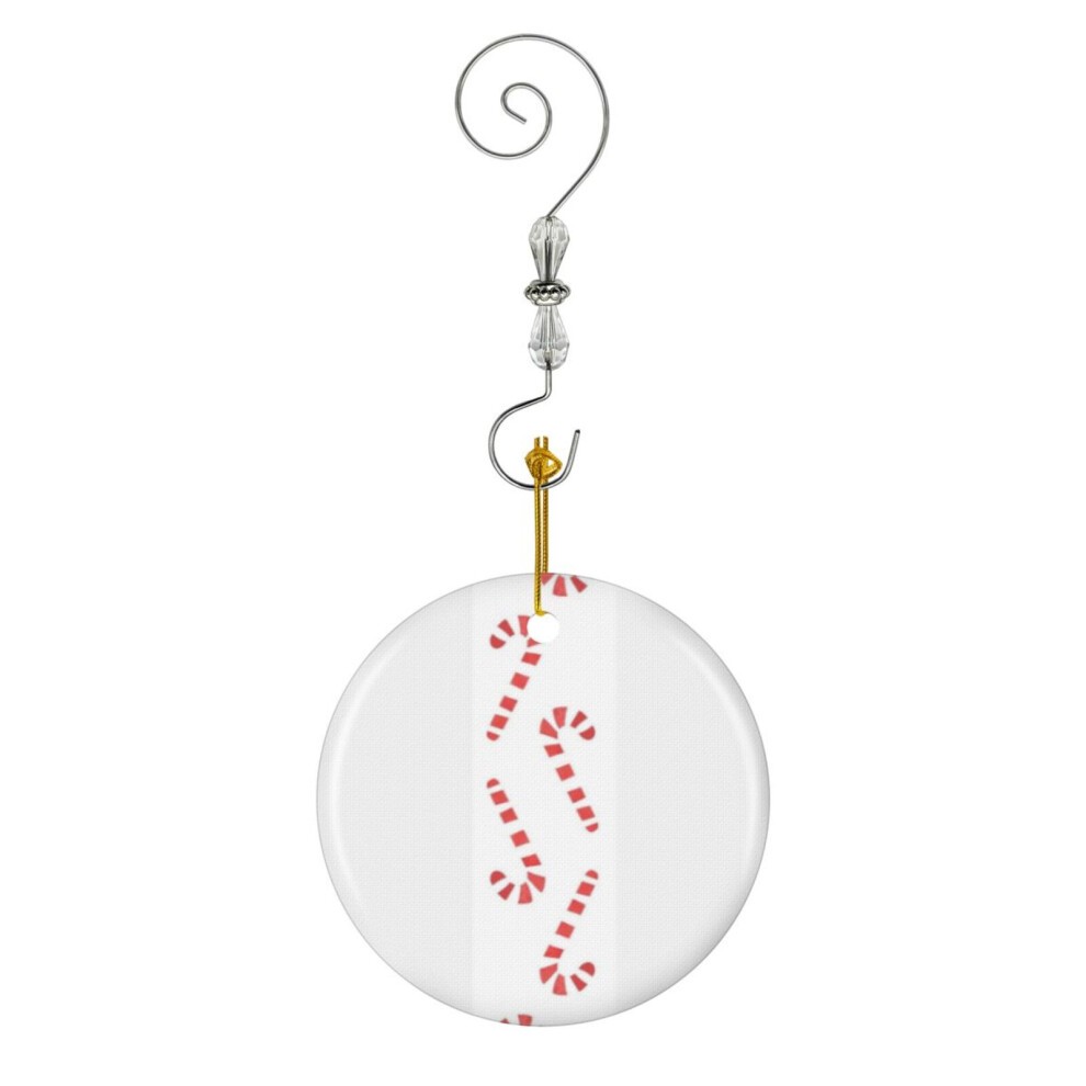 (Watercolor Candy Cane Christmas Sweets-9253) Christmas Ornaments Ceramic Charm with Hook Crystal Handmade Xmas Tree Decorations KeepsakeÂStocking St
