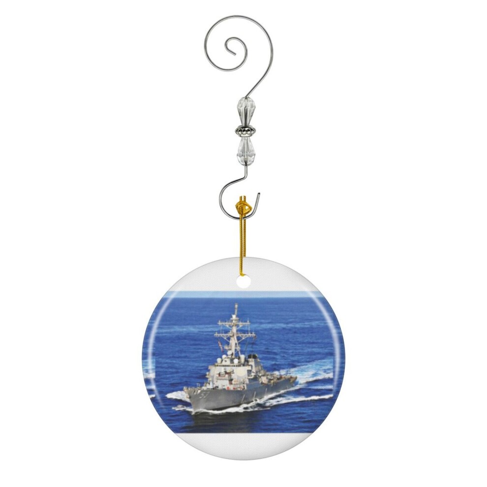 (USS JOHN PAUL JONES (DDG-53) SHIP'S STORE-9797) Christmas Ornaments Ceramic Charm with Hook Crystal Handmade Xmas Tree Decorations KeepsakeÂStocking