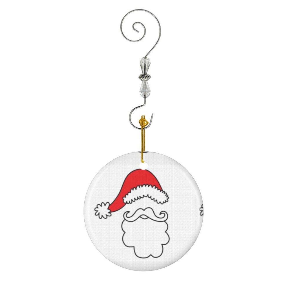 (Santa Beard-9546) Christmas Ornaments Ceramic Charm with Hook Crystal Handmade Xmas Tree Decorations KeepsakeÂStocking Stuffer