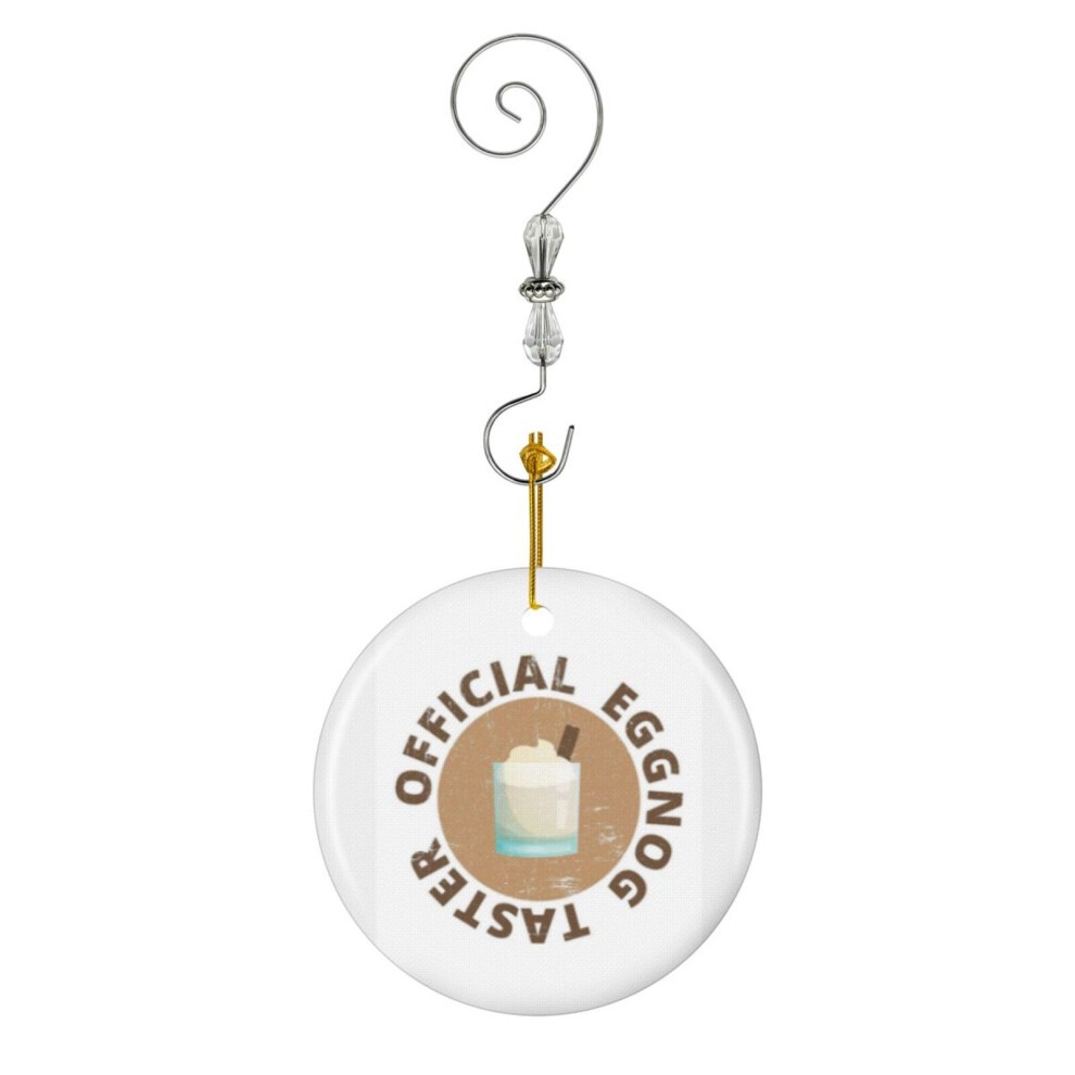 (Official Egg Nog Taster - Distressed Christmas and Holiday Gift Design-4807) Christmas Ornaments Ceramic Charm with Hook Crystal Handmade Xmas Tree D
