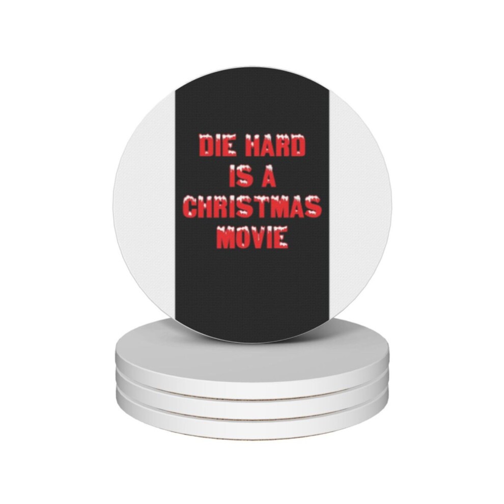 (Die Hard Is a Christmas Movie=4542) Ceramic Coasters Set of 4 Xmas for Drink Wine Beer Bar with Cork Base Housewarming Birthday Christmas Gift