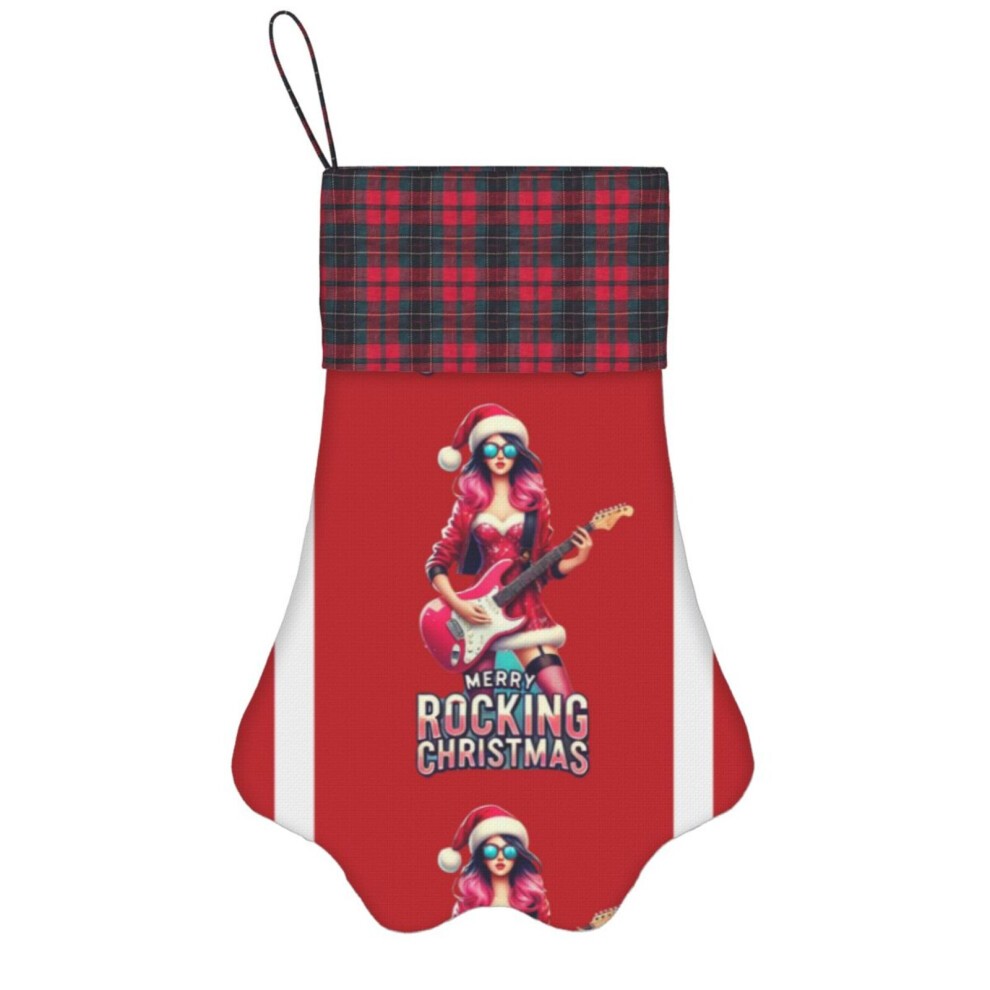 (Merry Rocking Christmas Total Banger=3619) Paw Christmas Stockings Buffalo Tartan Plaid for Cats Dogs Pet Hanging Xmas Tree Decorations