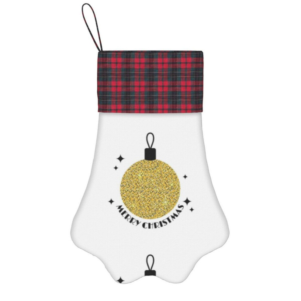 (Merry Christmas Golden Glitter Shiny Print=4890) Paw Christmas Stockings Buffalo Tartan Plaid for Cats Dogs Pet Hanging Xmas Tree Decorations thumbnail