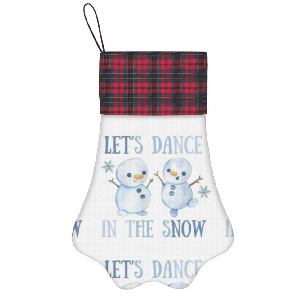 (Let's Dance in the Snow=5797) Paw Christmas Stockings Buffalo Tartan Plaid for Cats Dogs Pet Hanging Xmas Tree Decorations thumbnail