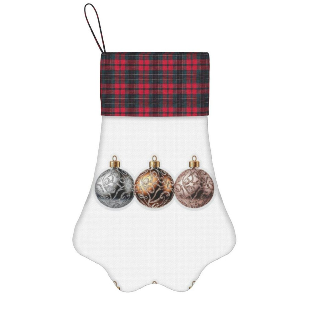 (Luxurious Silver, Bronze, and Rose Gold Christmas Ornament Set=10088) Paw Christmas Stockings Buffalo Tartan Plaid for Cats Dogs Pet Hanging Xmas Tre thumbnail