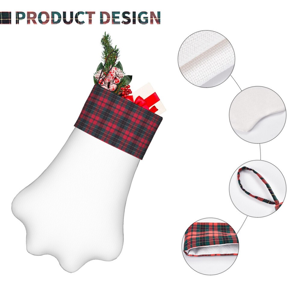 (Luxurious Silver, Bronze, and Rose Gold Christmas Ornament Set=10088) Paw Christmas Stockings Buffalo Tartan Plaid for Cats Dogs Pet Hanging Xmas Tre thumbnail