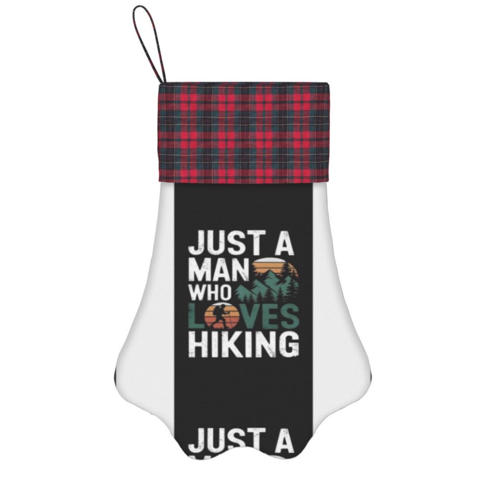 (Hiking Just a Man Who Loves Hiking=7681) Paw Christmas Stockings Buffalo Tartan Plaid for Cats Dogs Pet Hanging Xmas Tree Decorations