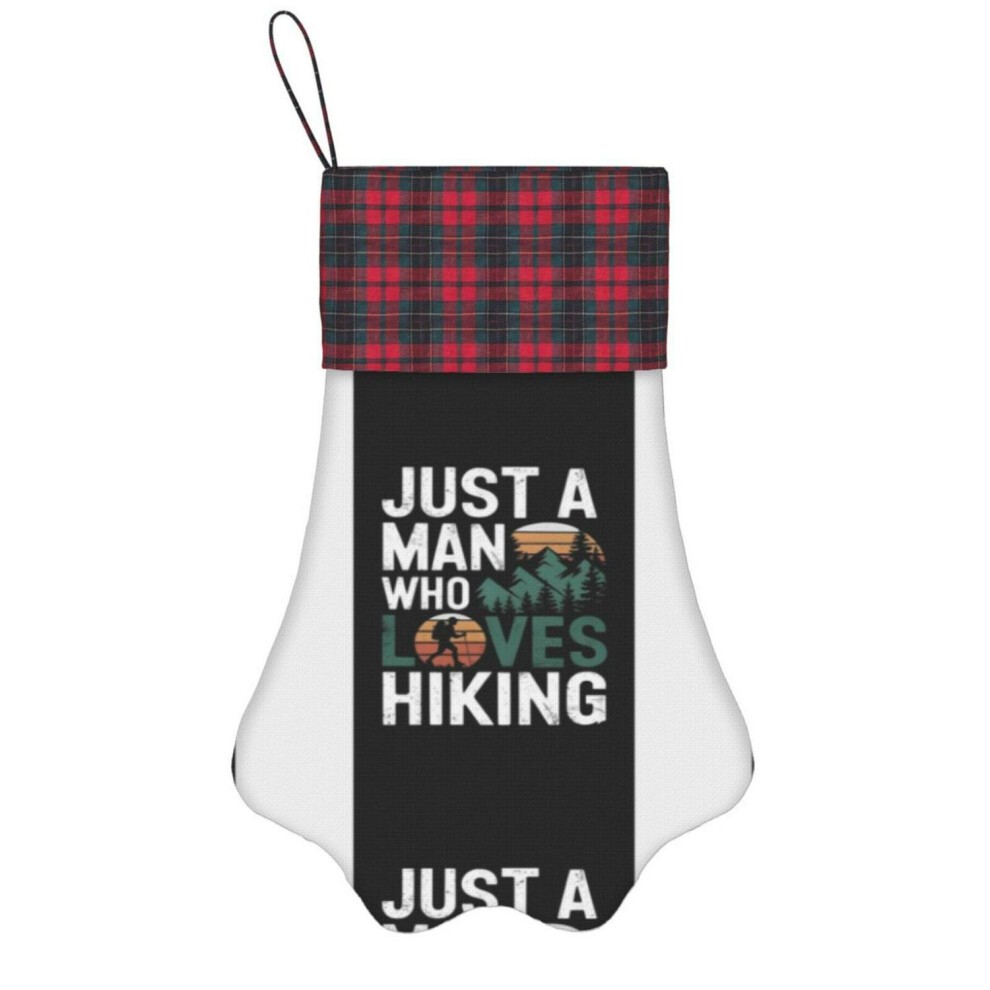 (Hiking Just a Man Who Loves Hiking=7681) Paw Christmas Stockings Buffalo Tartan Plaid for Cats Dogs Pet Hanging Xmas Tree Decorations thumbnail