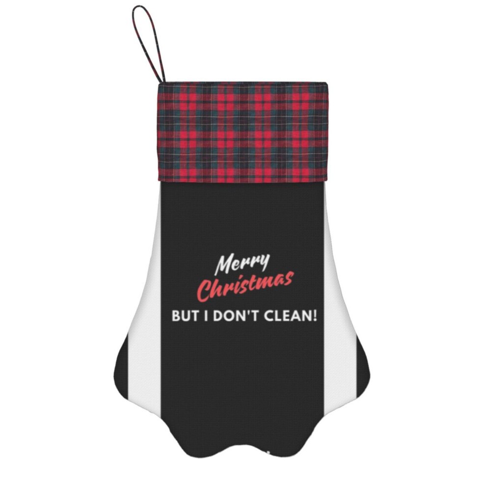 (Merry Christmas Merry Christmas but I Don't Clean=8835) Paw Christmas Stockings Buffalo Tartan Plaid for Cats Dogs Pet Hanging Xmas Tree Decorations