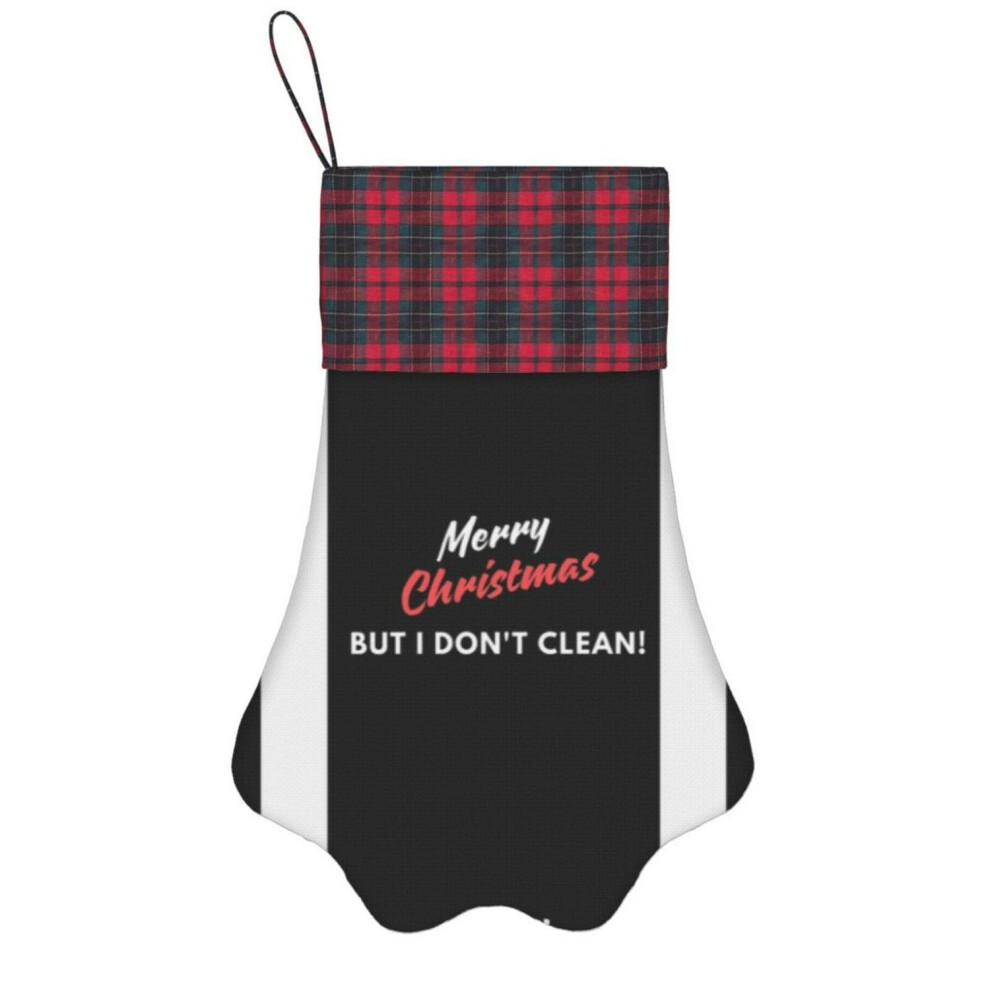 (Merry Christmas Merry Christmas but I Don't Clean=8835) Paw Christmas Stockings Buffalo Tartan Plaid for Cats Dogs Pet Hanging Xmas Tree Decorations thumbnail