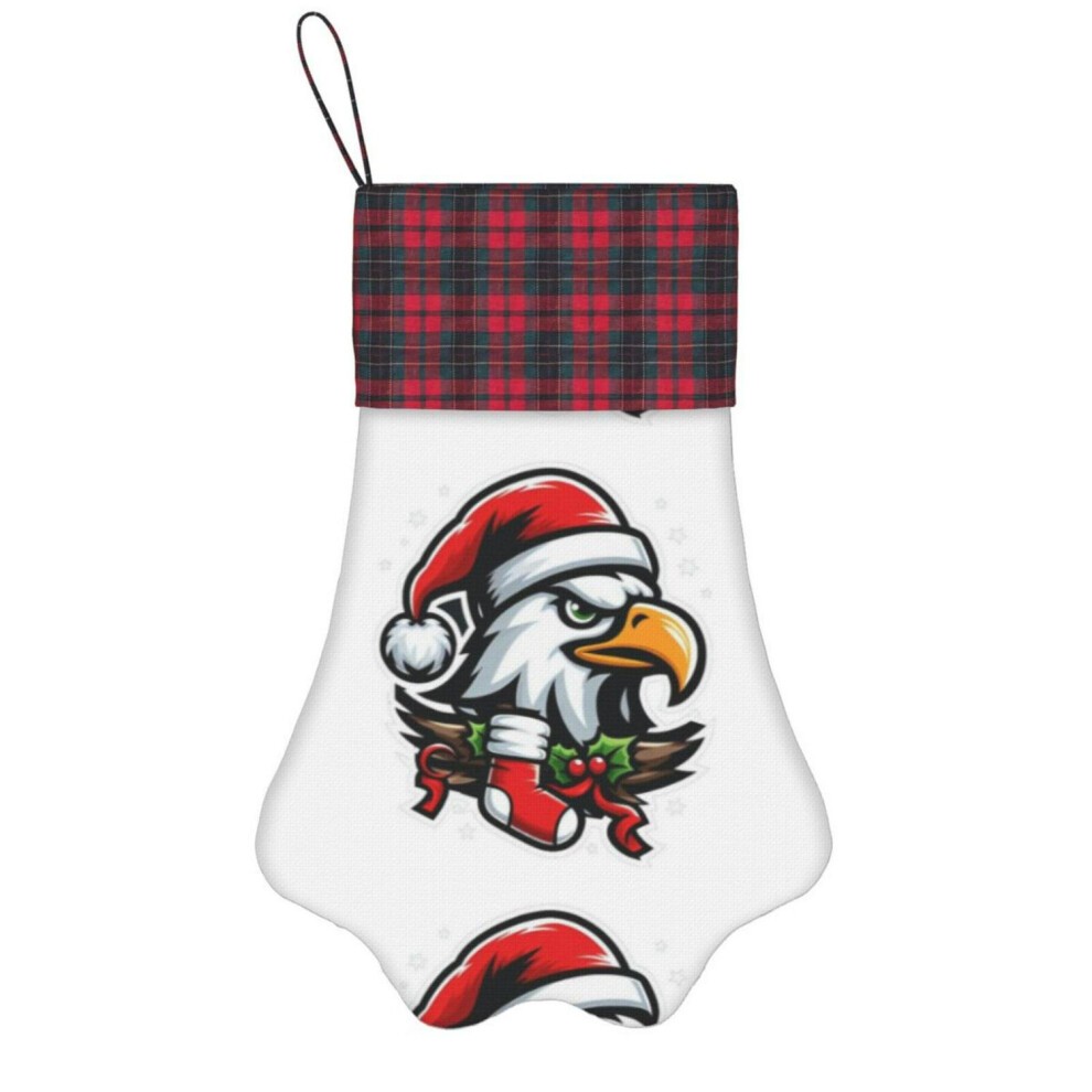 (Festive Christmas Bald Eagle - Holiday Spirit Decal=2289) Paw Christmas Stockings Buffalo Tartan Plaid for Cats Dogs Pet Hanging Xmas Tree Decoration thumbnail