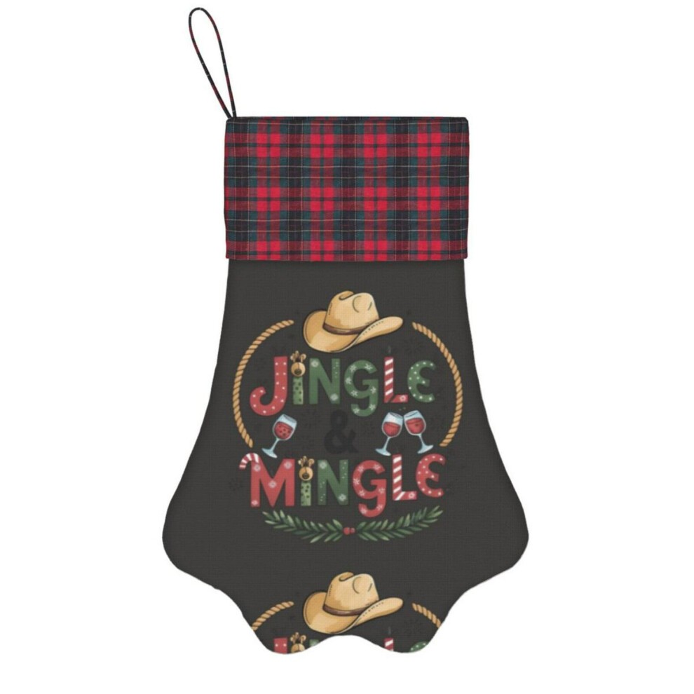 (Jingle and Mingle=9335) Paw Christmas Stockings Buffalo Tartan Plaid for Cats Dogs Pet Hanging Xmas Tree Decorations thumbnail